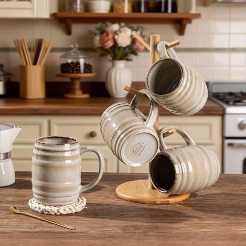 20oz Large Coffee Mugs Set of 4 (Oatmeal / Set of 4(20oz))