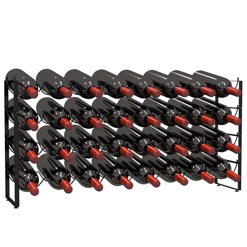 4 Tier Wine Rack (Black / 32-Bottle)