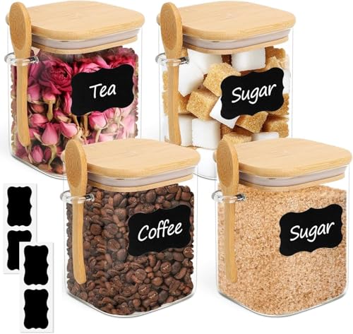 Glass Container with Spoon & Lid 0.8 Qt (4 Count)