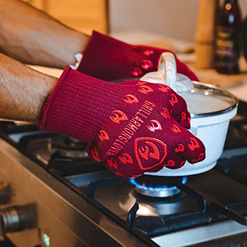 Grill Armor Oven Gloves with Fingers (Small Standard Cuff / Red)