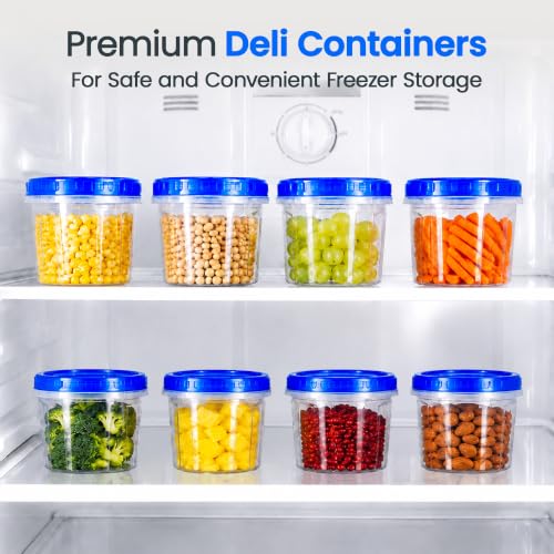 Freezer Storage Containers with Lids (12 PACK - 16 OZ - BLUE)
