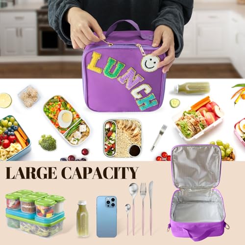 Insulated Lunch Bag With Adjustable Shoulder Strap (Dark Purple)