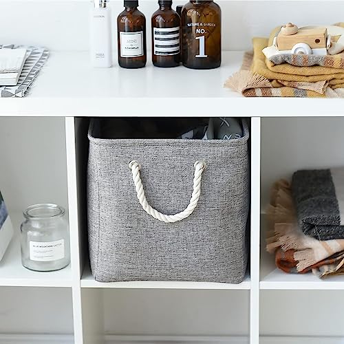 Organization and Storage Basket for Organizing (Grey / Large Cube-2 Pack)