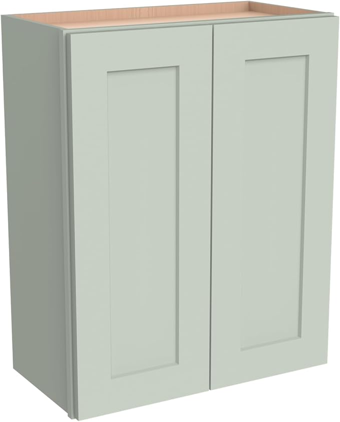 Wall-Mounted Cabinet – Solid Wood Shaker Style Medicine Cabinet with Adjustable Shelves & Soft-Close Doors for Bathroom, Kitchen, and Office Storage (Jade Green, 36" W x 12" D x 36" H)