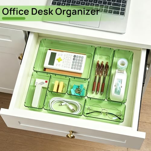 25 Pack Plastic Drawer Organizers with Non (Clear Green)