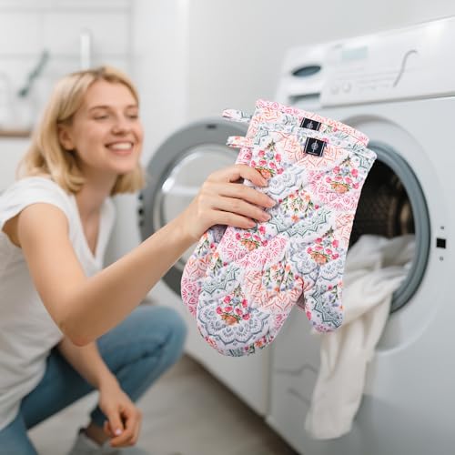 Oven Mitt Extra Long Cotton Cooking Kitchen Mitts with Non (Mandala - Oven Gloves)