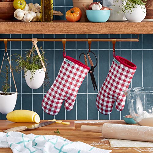 Gingham Oven Mitt 2 (Passion Red / 7"x13")
