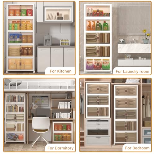 672QT Stackable Storage Bins with Lids (White / 29.5"L)