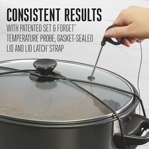 2-in-1 Indoor Electric Smoker & 10 Quart Programmable Slow Cooker (Black (No Party Dipper) / 10 Quart)