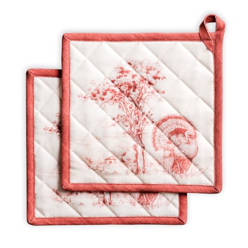 Pot Holders 100% Cotton Potholders (119 - Holy Jouy - Red / 8" x 8" (Pot Holder Pack of 2))