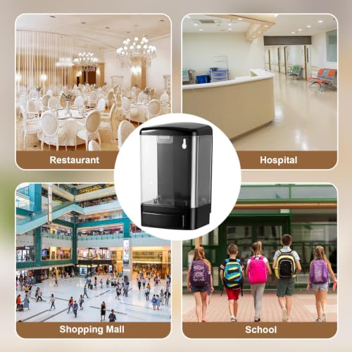 10 Pcs Wall Mounted Soap Dispenser (Black and Clear / 33.8 oz 1000 ml)