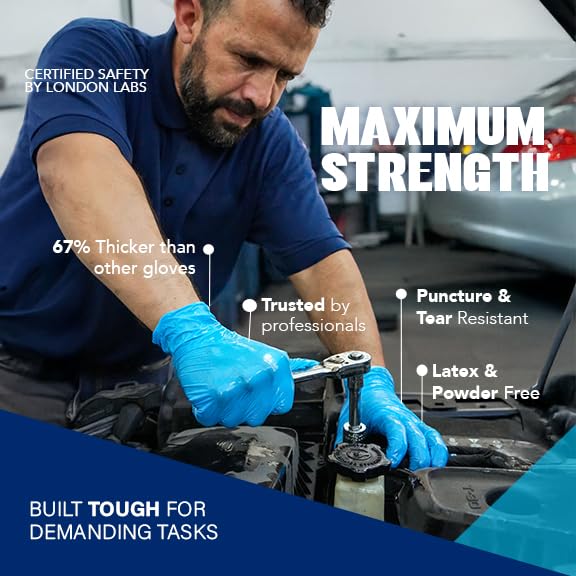 Sky Blue 5 Mil Nitrile Exam Gloves Disposable Latex Free (Sky Blue / XX-Large)