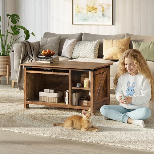 Wooden Coffee Table with Flip (Urban2_brown / 31.5")