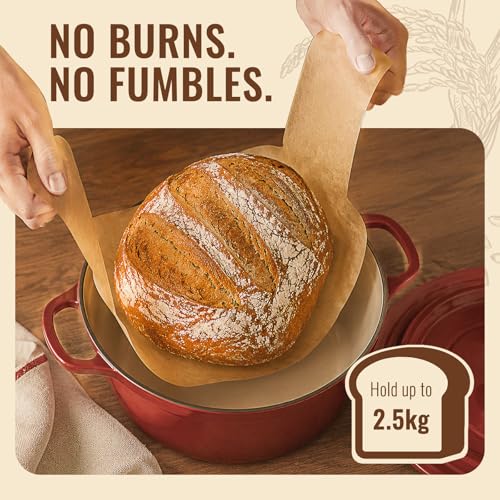 Disposable Sourdough Parchment Bread Sling for Dutch Oven 30 Pcs (Unbleached / 30-Round)