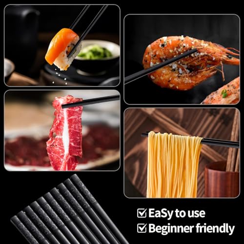 10 Pairs Fiberglass Chopsticks (Black chopsticks)