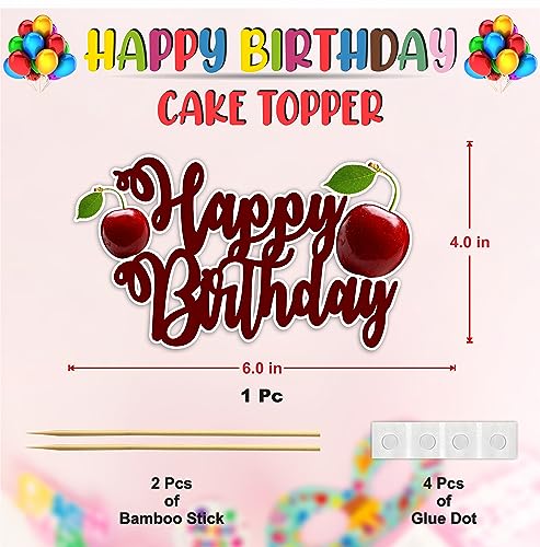 Cherry Happy Birthday Cake Topper