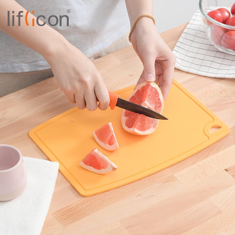 Thick Silicone Cutting Boards for Kitchen Silicone Chopping Boards (9.1"L x 7.1"W & 14.6"L x 10.4"W / Yellow)