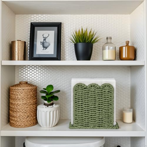 Scalloped Napkin Holder for Table Home Rustic Room Decor (Green / Standing Style1)