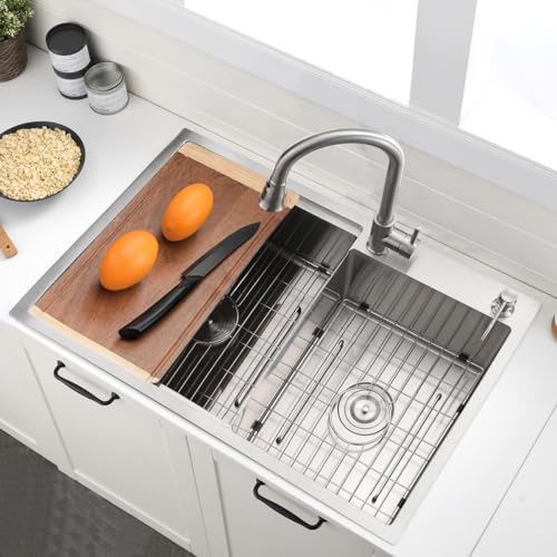 33 Inch Drop In Double Bowl Kitchen Sink (Stainless Steel / double bowl‎)