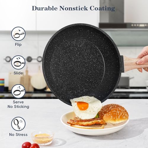 Pots and Pans Set Non Stick (Black / 12 Pieces)