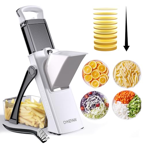 Safe Mandoline Slicer for Kitchen (3rd Gen, White+Black)