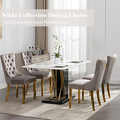 Grey Velvet Dining Chairs Set of 6 (Classic Gray)