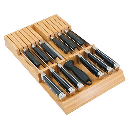 In Drawer Knife Block Bamboo Drawer Organizer (Natural / 12 Holder)