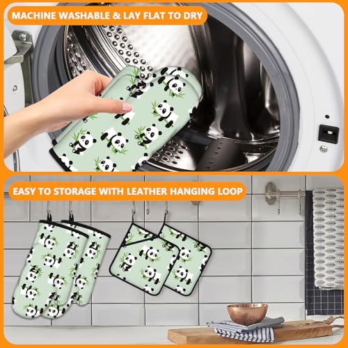 Cute Panda Oven Mitts and Pot Holders Sets 4Pcs (Cute Panda)