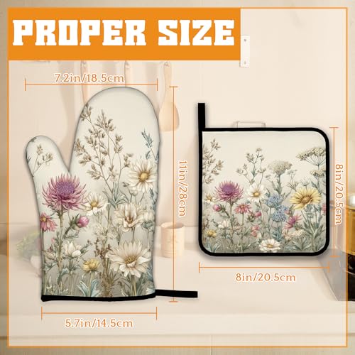 Vintage Wildflowers Oven Mitts and Pot Holders (4 Count)
