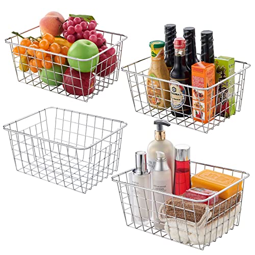 Wire Kitchen Storage Basket 4 Packs (Chrome)