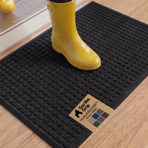 HydroABSORB Door Mat for Indoor Outdoor Use (Black / 35" X 23")
