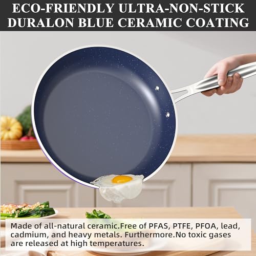 Healthy Duralon Blue Ceramic Nonstick Cookware Set (Metallic Lilac Purple / 12pc Cookware Set / Cookware Set)