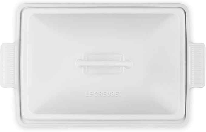 Le Creuset Stoneware Heritage Covered Rectangular Casserole, 4 qt. (12" x 9"), White