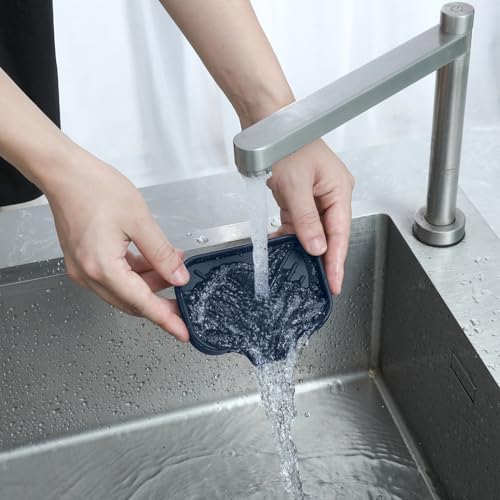 Silicone Soap Dish with Drain Spout (Navy Blue / S(4.9"×3.2"))