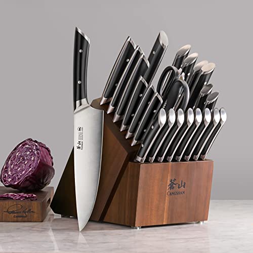 HELENA Series German Steel Forged Knife Block Set (23-Piece / Black)