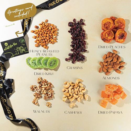 Dried Fruit & Mixed Nuts Gift Basket (8. Black & Gold - 5 Tier Tower)