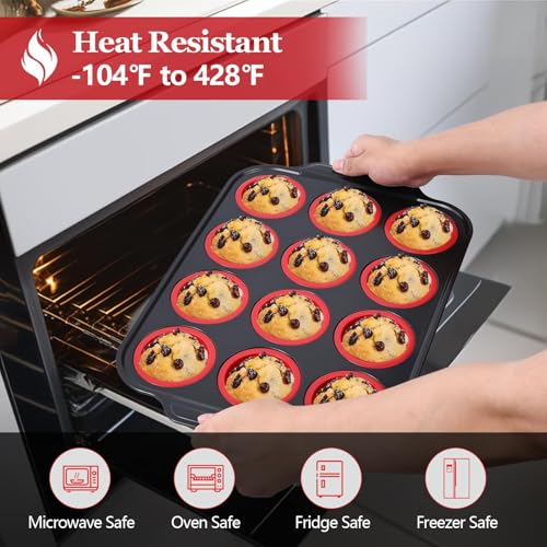 Silicone Muffin Pan (12 Cups Red)