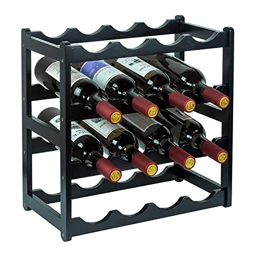 Bamboo Wine Rack (4 Tier Black)