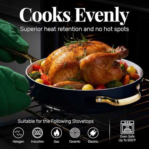 4 Qt Deep Saute Pan with Lid (Navy Cream / 4 Qt)
