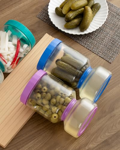 Pickle Jar with Strainer Flip (6-Purple&Klein blue / 51oz 2pcs)