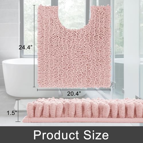Toilet Rug U Shaped Washable 24x20 Inch (24" X 20" / Light Pink)