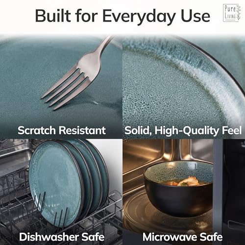 24 Piece Stoneware Dinnerware Set for 8 (Dark / Petrol / Set for 8 (24pcs))
