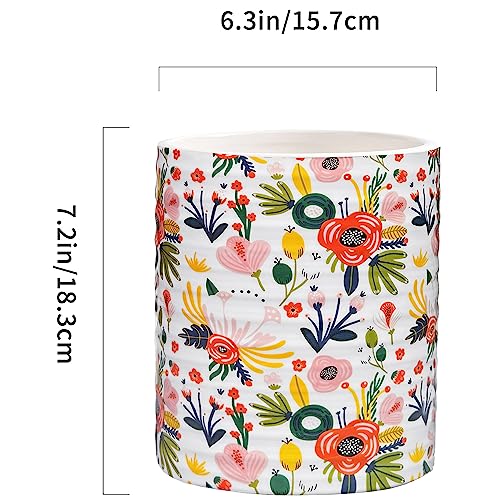 Kitchen Utensil Holder (Mint Floral)