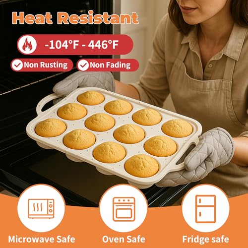 2Pack Silicone Muffin Pan For Baking With Metal Reinforced Frame