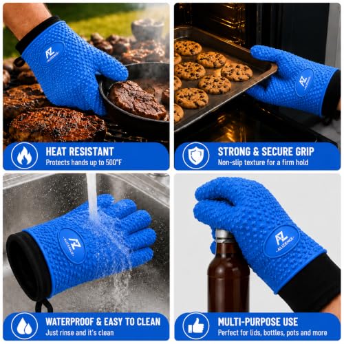 Silicone Oven Gloves (Blue)