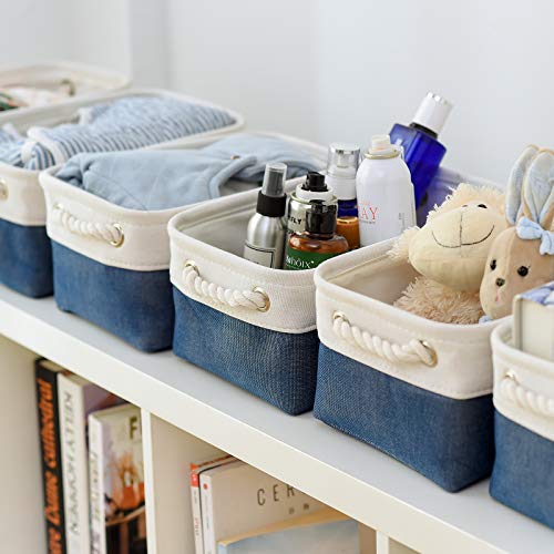 Storage Basket for Organizing (White&Blue / Small (Pack of 6))