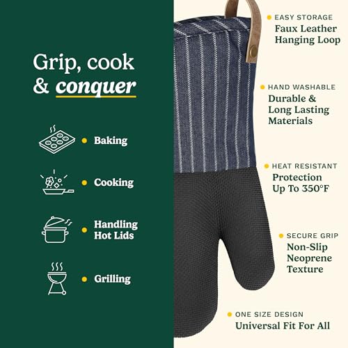 Cuisinart Heritage Kitchen Oven Mitts (Denim Pinstripe)