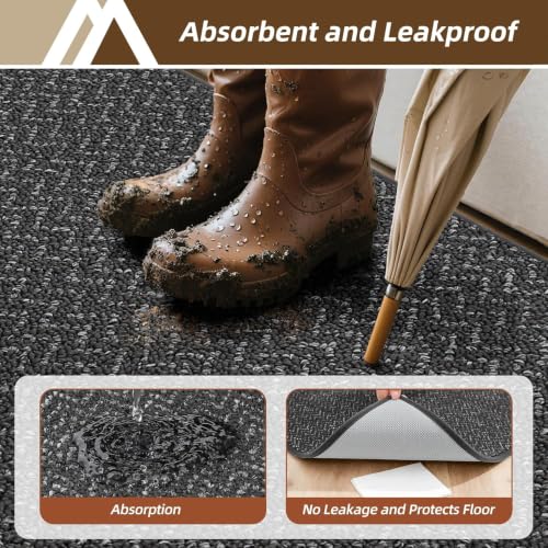Dirt Trapper Door Mat 17"x30" Non Slip Washable Dark Grey (Dark Grey / 17inx30in)