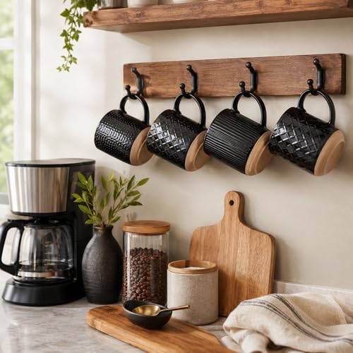Coffee Mugs Set of 4 (Black / Set of 4 (16 Ounces))