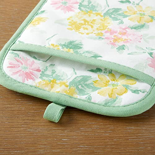 Amber Floral Oven Mitt & Pot Holder Set 2 (Petal Pink)